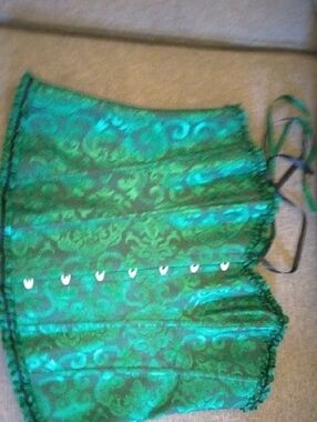Green Brocade Corset Top